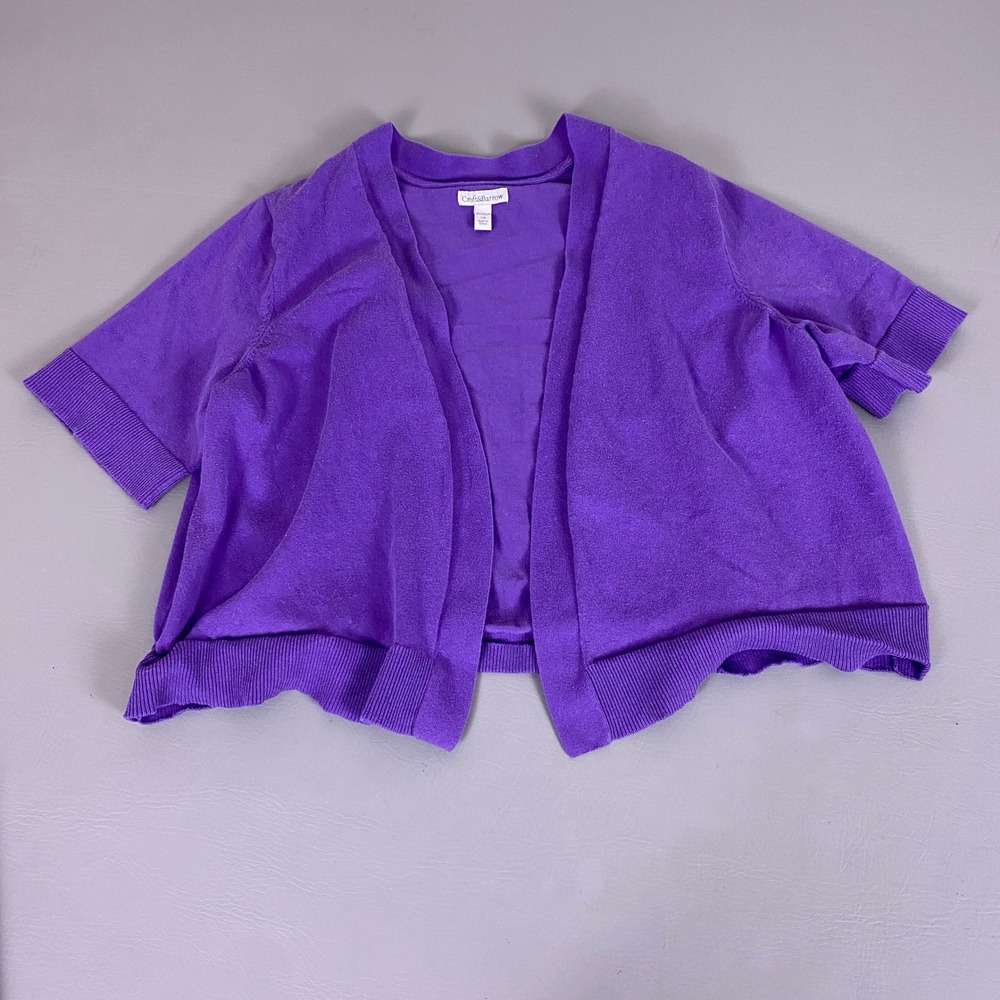 Croft & Barrow Cardigan Sweater Women's 2X Purple‎ Open Front Short Sleeve *Flaw